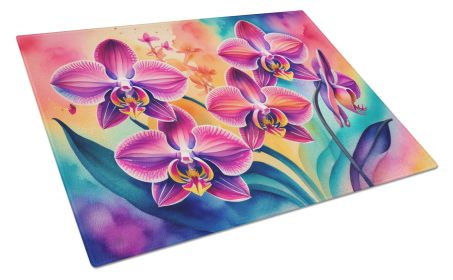Orchids in Color Glass Cutting Board Decorative Tempered Glass Kitchen Cutting and Serving Board Large Size Chopping Board