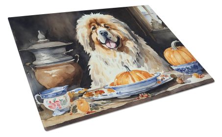 NEW Tibetan Mastiff Fall Kitchen Pumpkins Glass Cutting Board Decorative Tempered Glass Kitchen Cutting and Serving Board Large Size Chopping Board
