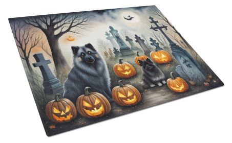 NEW Keeshond Spooky Halloween Glass Cutting Board Decorative Tempered Glass Kitchen Cutting and Serving Board Large Size Chopping Board
