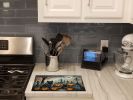 NEW Keeshond Spooky Halloween Glass Cutting Board Decorative Tempered Glass Kitchen Cutting and Serving Board Large Size Chopping Board