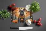 NEW Black French Bulldog Fall Glass Cutting Board Decorative Tempered Glass Kitchen Cutting and Serving Board Large Size Chopping Board