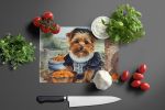 Norfolk Terrier Fall Kitchen Pumpkins Glass Cutting Board Decorative Tempered Glass Kitchen Cutting and Serving Board Large Size Chopping Board