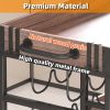 3 Tier Industrial Rolling Serving Cart with Lockable Wheels, Wine Rack Cart with Glass Holder for Indoor and Outdoor
