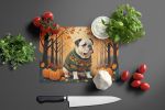 NEW White English Bulldog Fall Glass Cutting Board Decorative Tempered Glass Kitchen Cutting and Serving Board Large Size Chopping Board