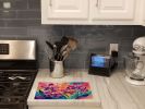 Orchids in Color Glass Cutting Board Decorative Tempered Glass Kitchen Cutting and Serving Board Large Size Chopping Board