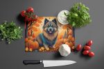 NEW Keeshond Fall Glass Cutting Board Decorative Tempered Glass Kitchen Cutting and Serving Board Large Size Chopping Board