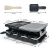 Dual Raclette Table Grill w Non-Stick Grilling Plate & Cooking Stone- 8 Person Electric Tabletop Cooker for Korean BBQ- Melt Cheese