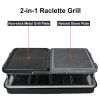 Dual Raclette Table Grill w Non-Stick Grilling Plate & Cooking Stone- 8 Person Electric Tabletop Cooker for Korean BBQ- Melt Cheese
