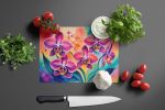 Orchids in Color Glass Cutting Board Decorative Tempered Glass Kitchen Cutting and Serving Board Large Size Chopping Board