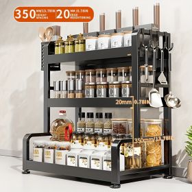 Elegant Multi-Layer Metal Kitchen Organizer - Countertop Spice Rack, Knife & Utensil Holder, Condiment Basket (Color: Black)