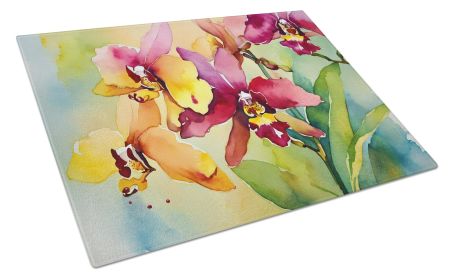 NEW Orchids in Watercolor Glass Cutting Board Decorative Tempered Glass Kitchen Cutting and Serving Board Large Size Chopping Board (default: default)