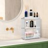 3-Tier Acrylic Countertop Organizer Bathroom Wood Counter Storage Rack Standing Vanity Cosmetics Shelf Cup Holder Desk Display Shelves